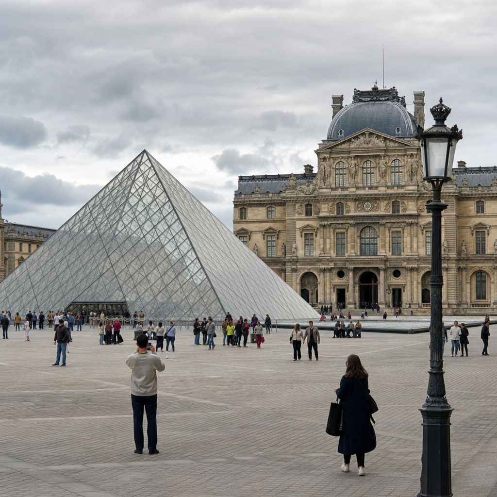 Louvre-Pyramide,Paris Ein Bild zum Thema Louvre-Pyramide,Paris im Architektur Kontext