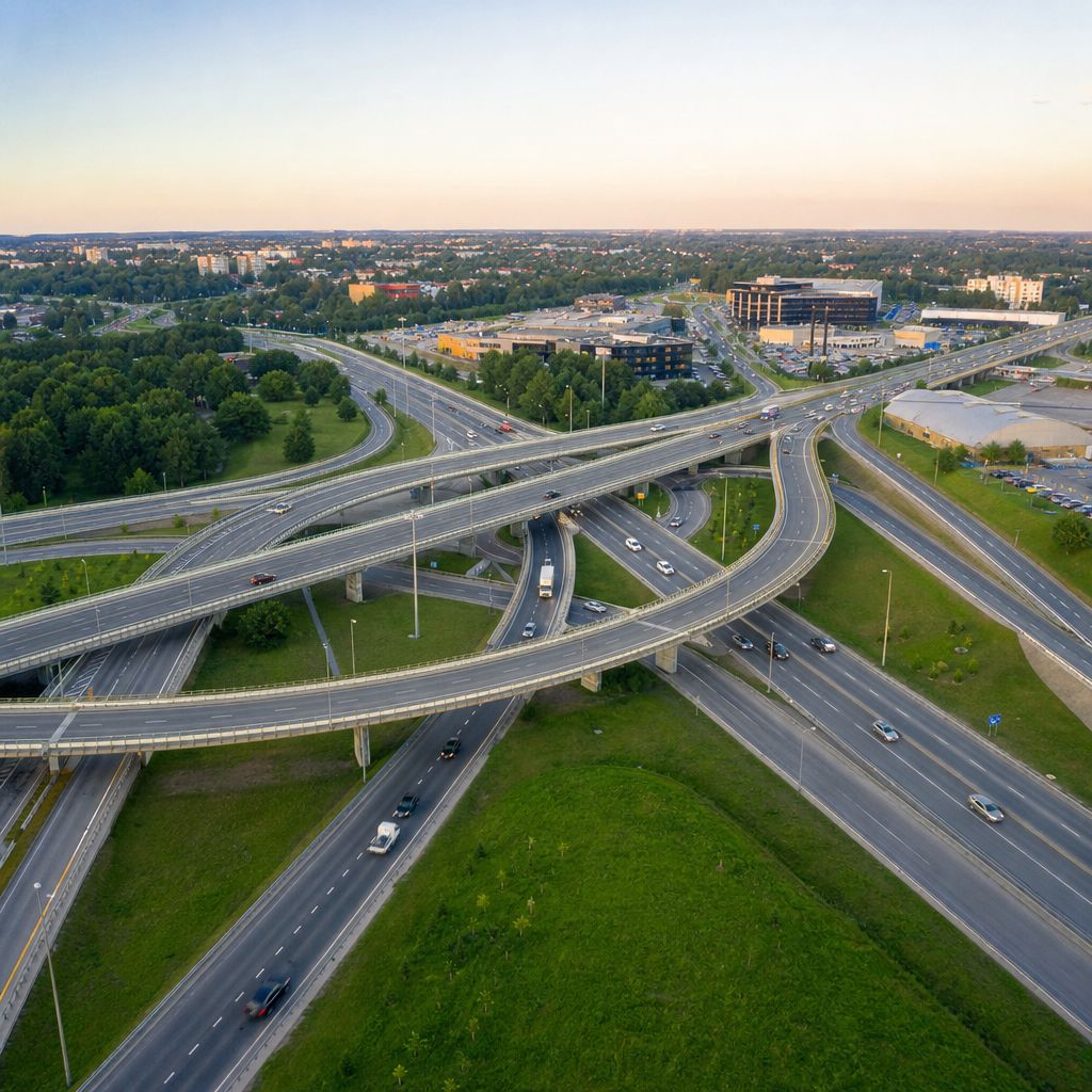 Verkehrsknotenpunkt Ein Bild zum Thema Verkehrsknotenpunkt im Architektur Kontext